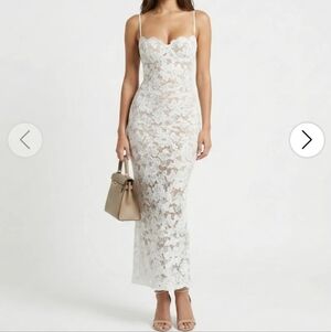 Elegant White Lace Maxi Dress with Spaghetti Straps